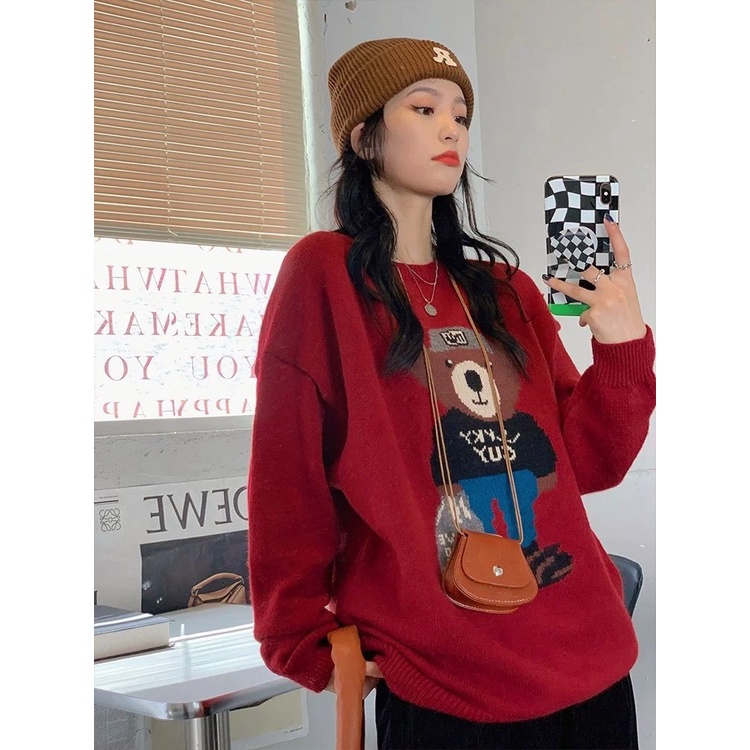 Áo len gấu chữ đội mũ siêu cute