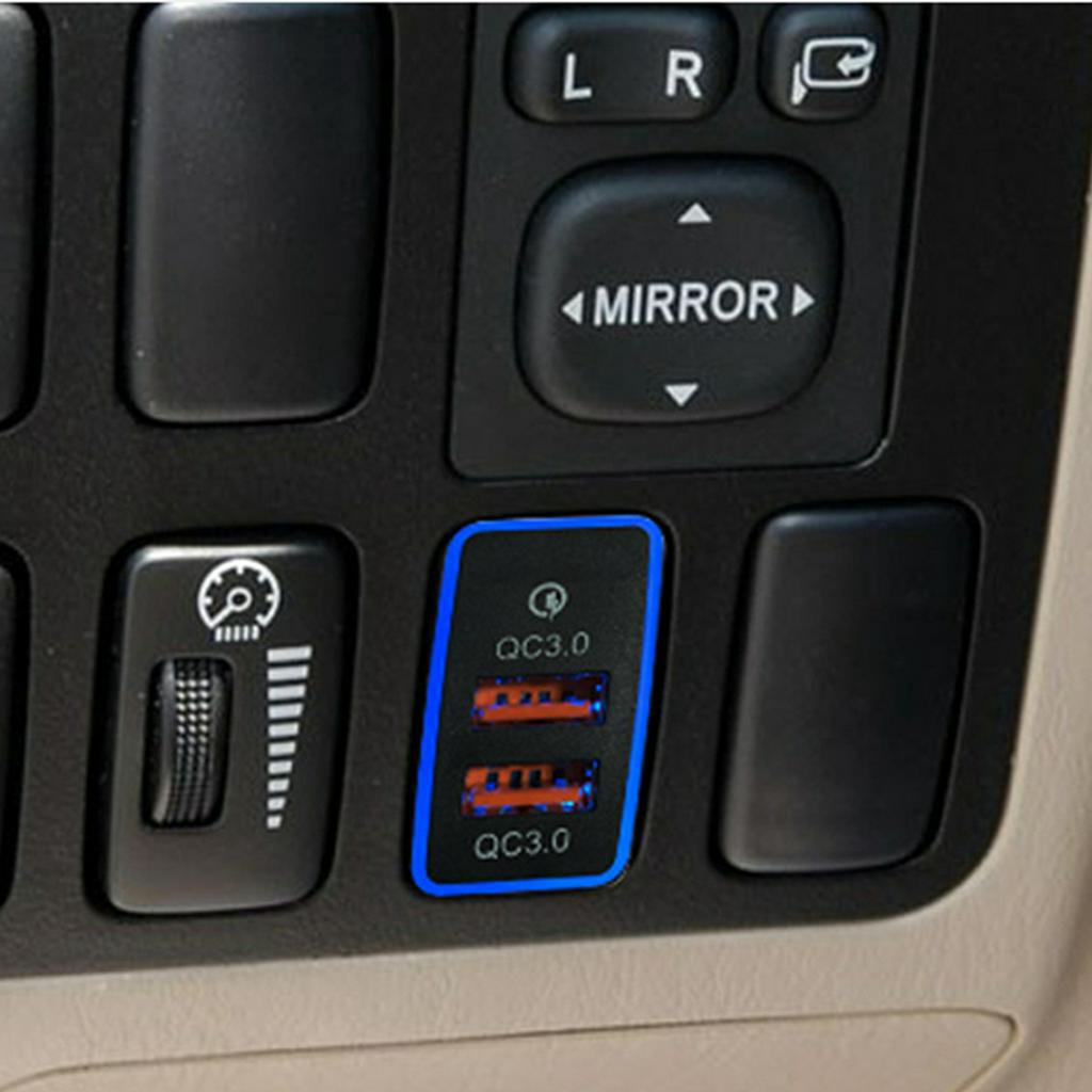 Củ Sạc Nhanh QC 3.0 12V-24V Cổng USB Kép Có Đèn LED Xanh Dương Cho Xe Hơi Old Toyota FJ Cruiser