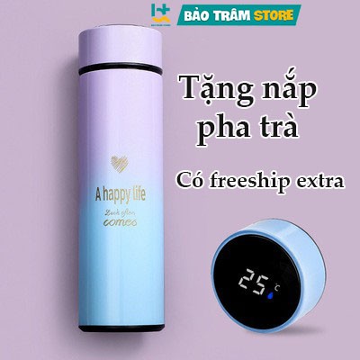 Bình giữ nhiệt hiển thị nhiệt độ cảm ứng 500ml ,nắp ngăn pha trà chất liệu inox 304 phủ sơn chống xước bảo hành 6 tháng