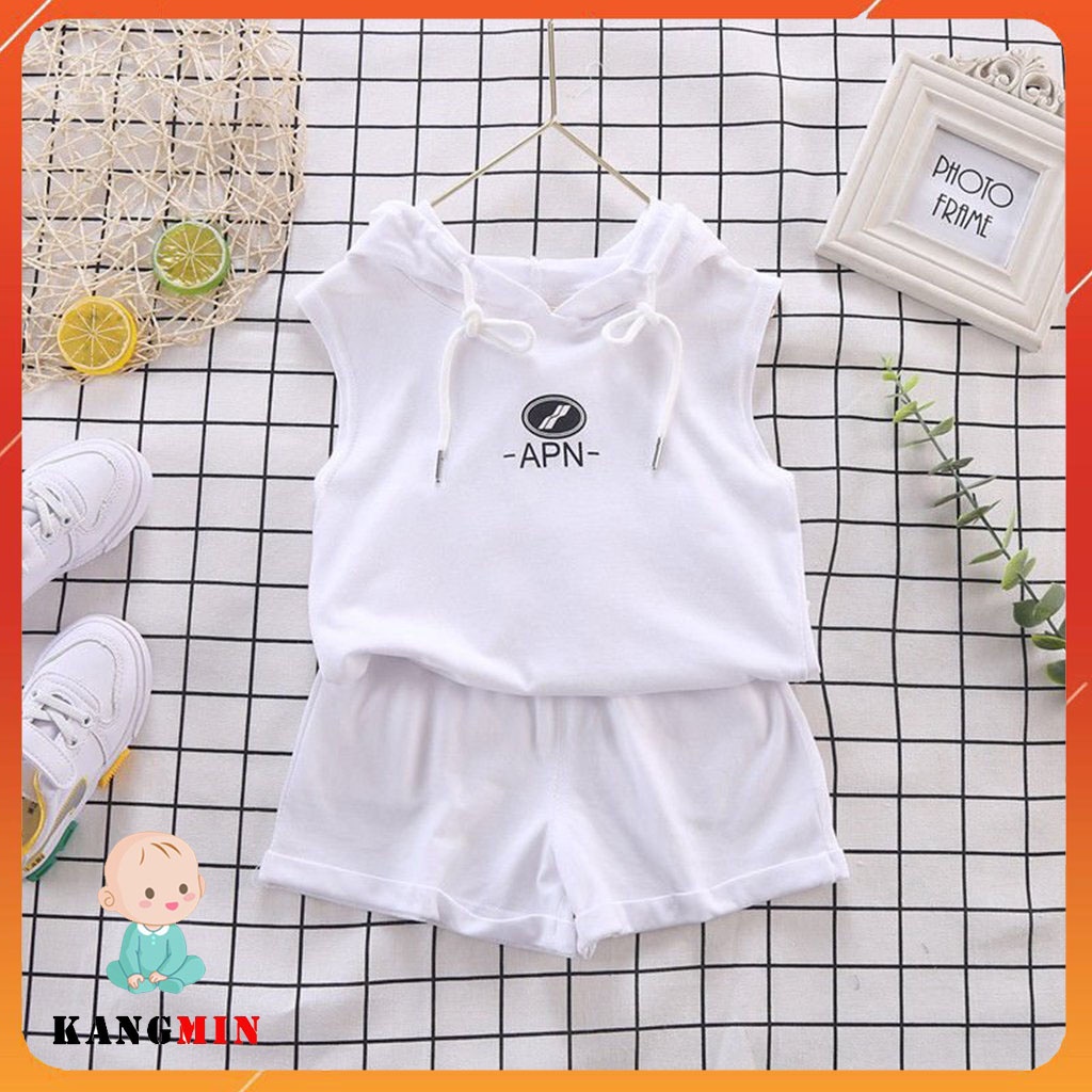 Bộ quần áo trẻ em. đồ bộ sát nách cho bé yêu có mũ chất cotton,quần áo ba lỗ phong cách hàn quốc cho bé từ 6-27kg