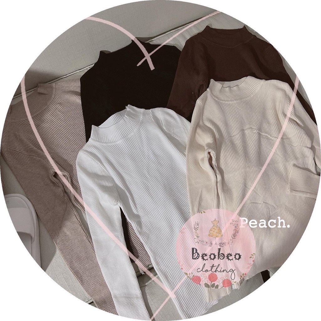 Áo len thun gân cổ 3 phân tay dài ulzzang