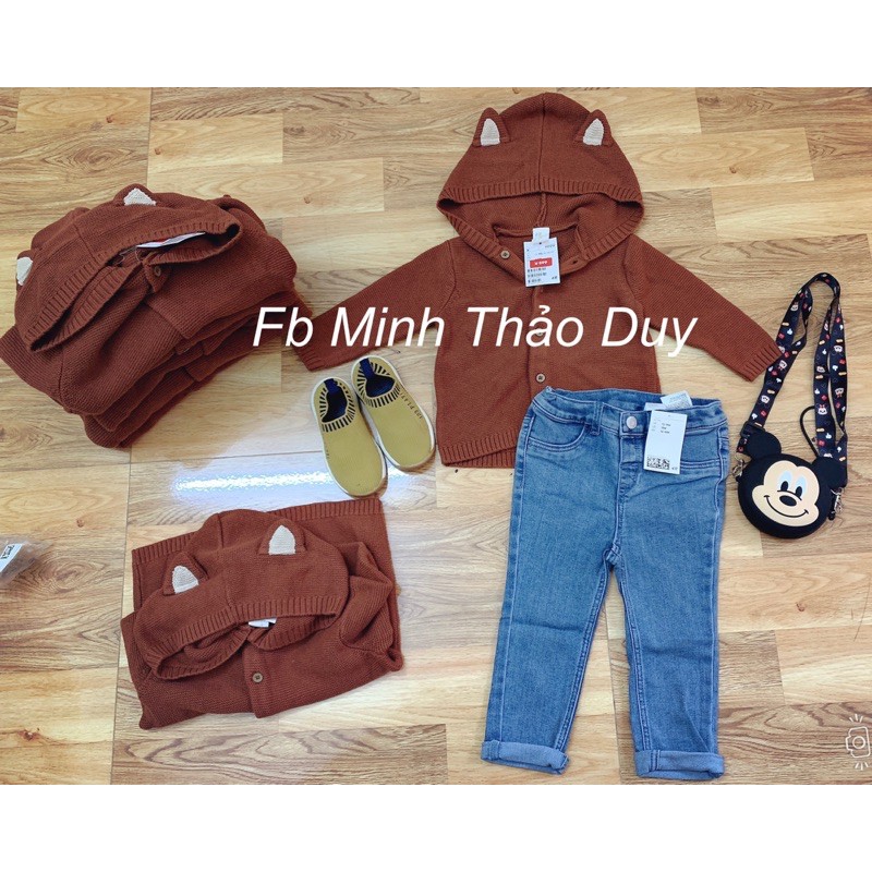 Áo khoác len cáo nâu tây HM auth bé trai
