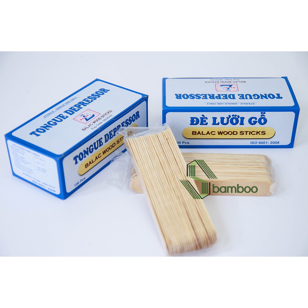 ✔️️️Hộp 100 que đè lưỡi gỗ tiệt trùng y tế BALAC WOOD