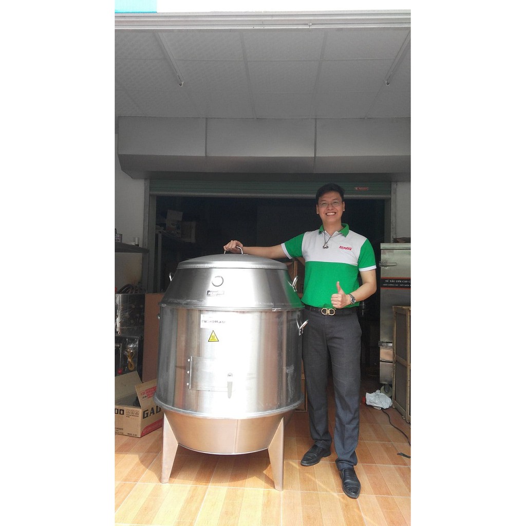 Lu quay vịt, Lò quay gà vịt inox NEWSUN bằng than phi 80 - Bảo hành 12 tháng - Tặng 15 móc, 15 xiên lu quay gà vịt
