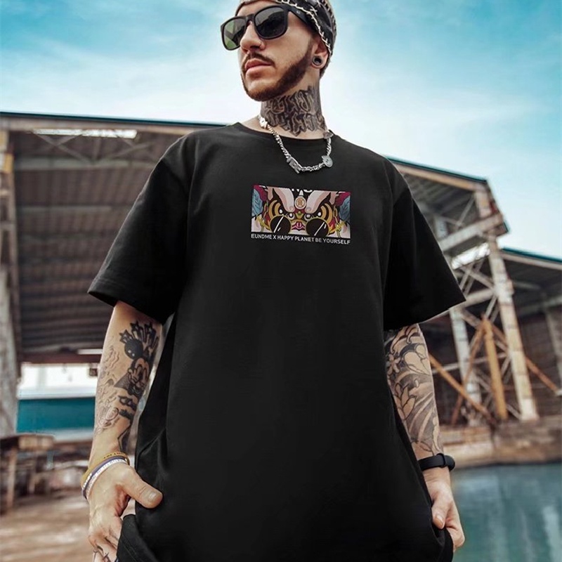 Áo Thun Dáng Rộng In Chữ Phong Cách Hip Hop Đường Phố Hàn Quốc Thời Trang Mùa Hè Cho Nam [M-8XL]