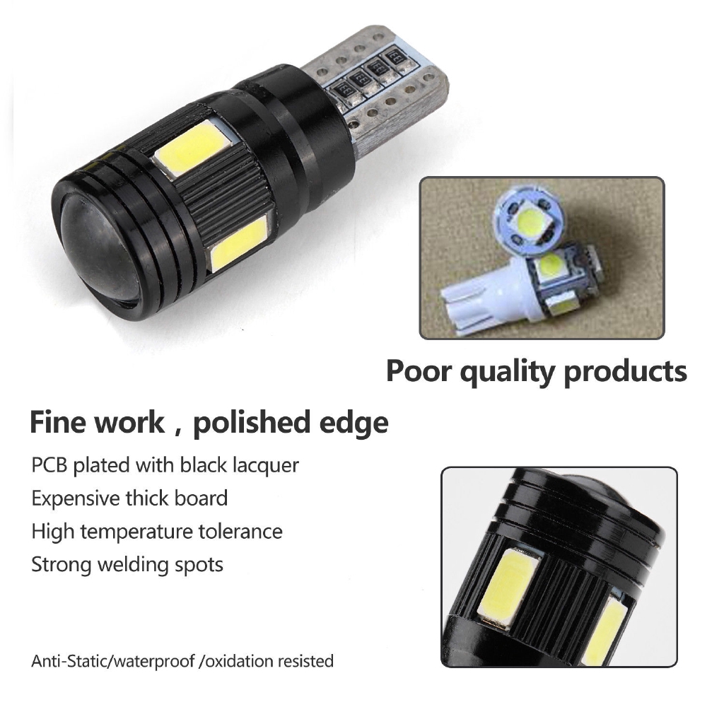 Bộ 2 Đèn Led T10 6000k Ánh Sáng Trắng Chất Lượng Cao Cho Xe Hơi