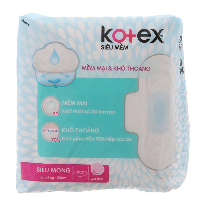 Băng vệ sinh Kotex siêu mềm siêu mỏng cánh 23cm 8 miếng