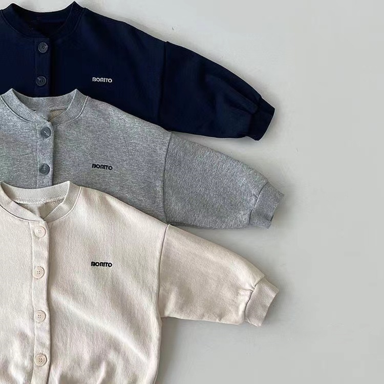 Áo Khoác Cardigan Tay Dài Thêu Chữ CX4A Thời Trang Xuân Thu Cho Bé Trai Và Gái