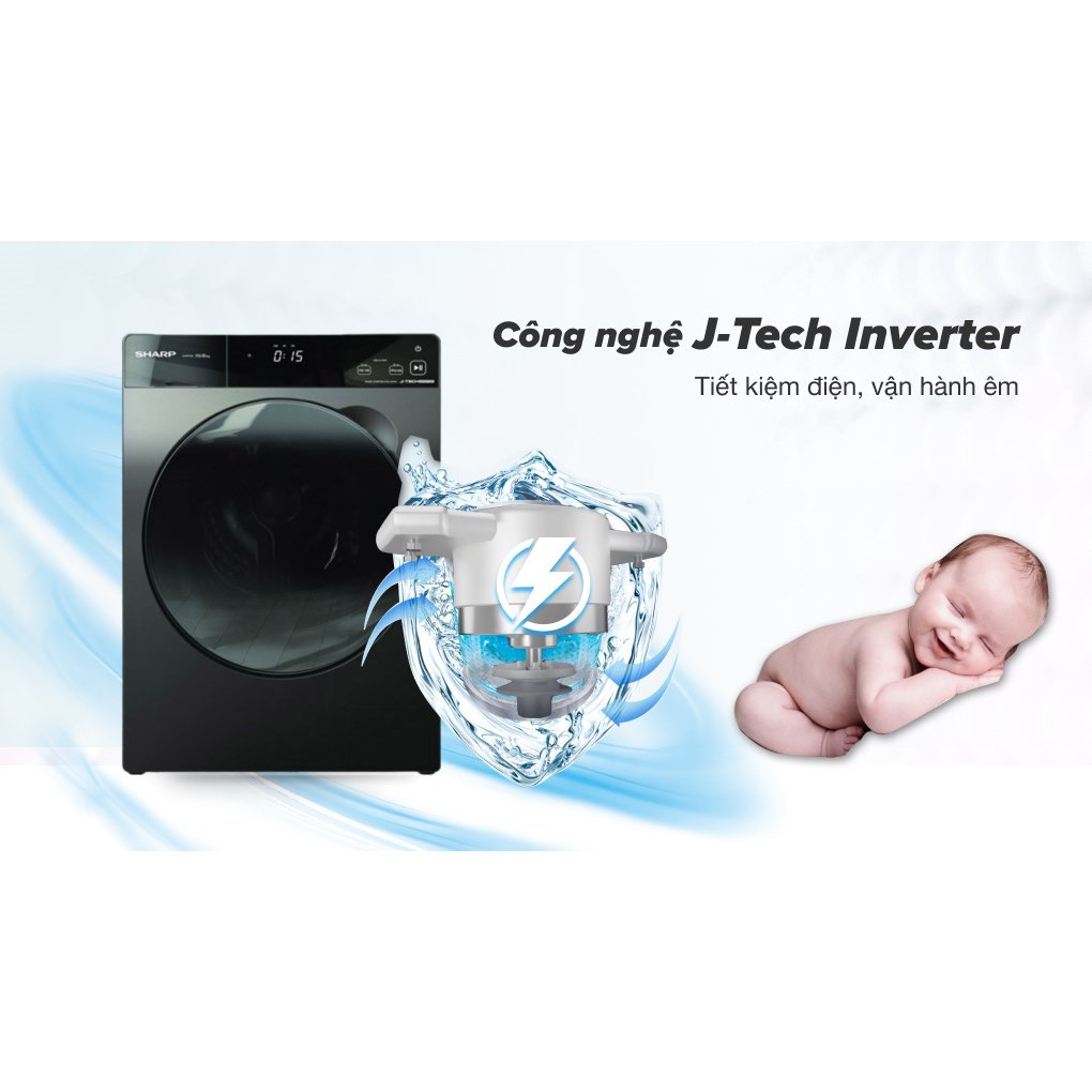 [MIỄN PHÍ GIAO HÀNG - LẮP ĐẶT] ES-FK954SVG - Máy giặt Sharp Inverter 9.5 Kg ES-FK954SVG