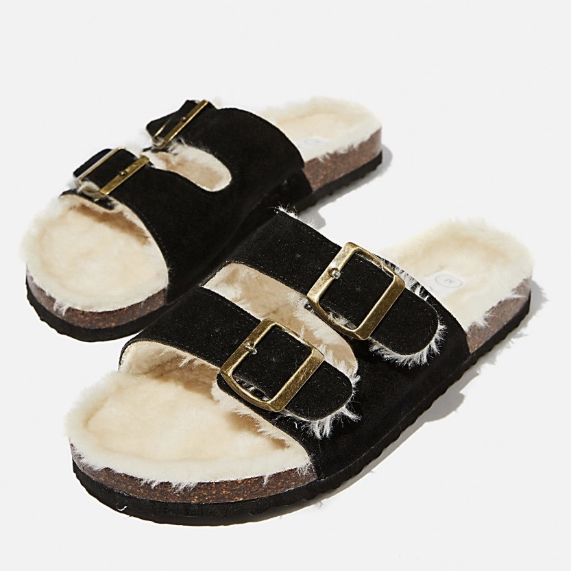 dép lông quai ngang Cotton:On COSY DOUBLE BUCKLE SLIPPER