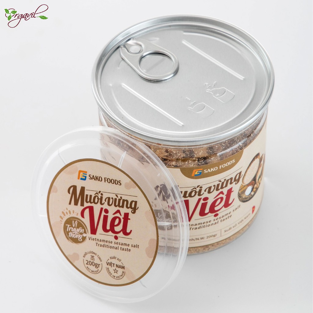 Muối Vừng Việt Vị Truyền Thống Hộp 200g - Vietnamese Seasame Salt Traditional Taste - Giàu Dinh Dưỡng - Orgavil