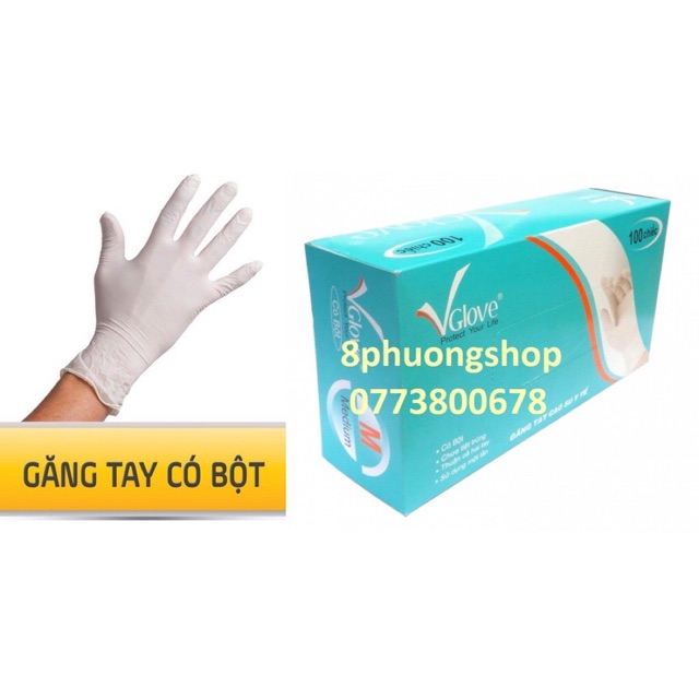 [Mã 267FMCGSALE giảm 8% đơn 500K] Găng tay cao su y tế Vglove có bột (hộp 100 chiếc)