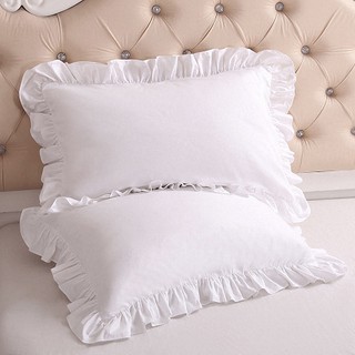 Vỏ Gối Trắng 100% Cotton Phối Bèo