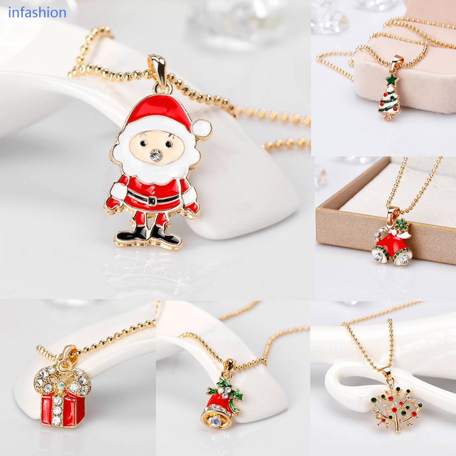 Dây Chuyền Mặt Tròn Họa Tiết Giáng Sinh Dễ Thương 629