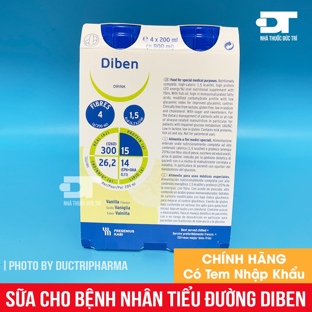 Sữa Diben Drink Vanilla cho người bệnh tiểu đường - Lốc 4 chai