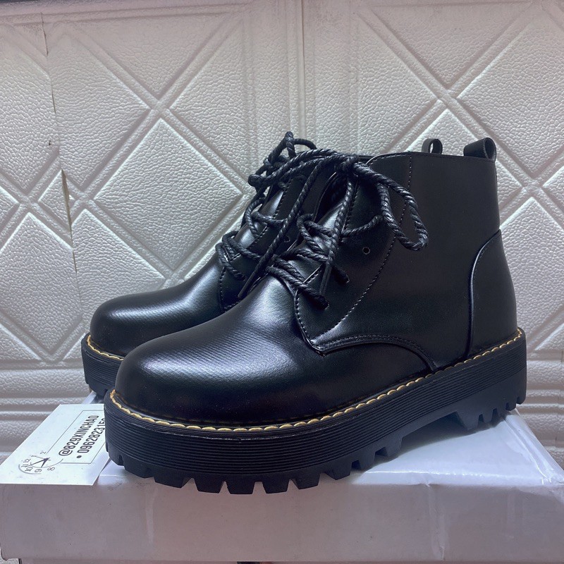 sẵn | giày da cổ lửng😎 giày da đen☺️ basic boot / bốt da nữ 🥳 giày martins