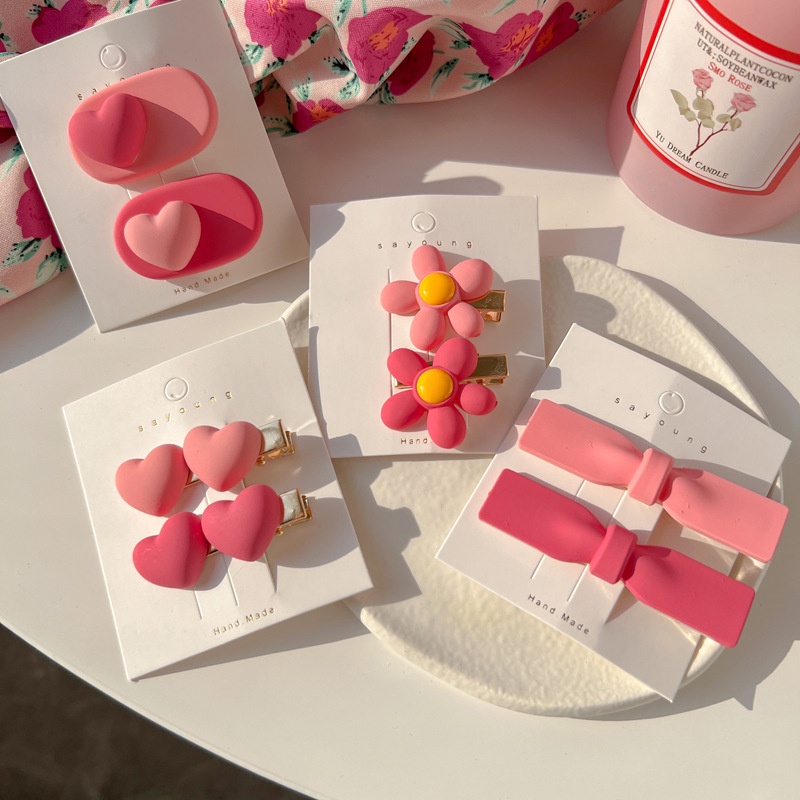 Bộ 2 Kẹp Tóc Nhựa Hình Hoa Hồng Thời Trang Cho Nữ