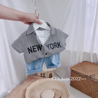 Set 3ct áo kẻ new york bé trai