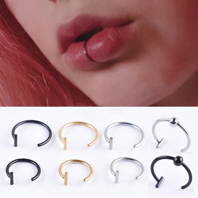 Set 2 Khuyên Tai/Mũi/Môi Hình Tròn Đường Kính 10mm Thời Trang
