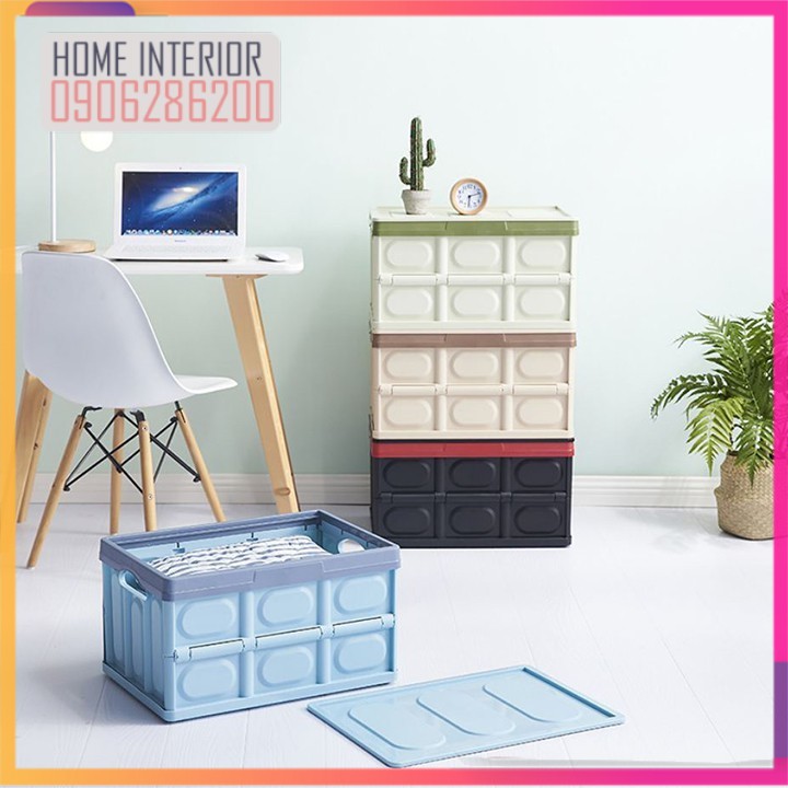 Thùng nhựa để đồ xếp gọn 50 lít 53x35x30cm
