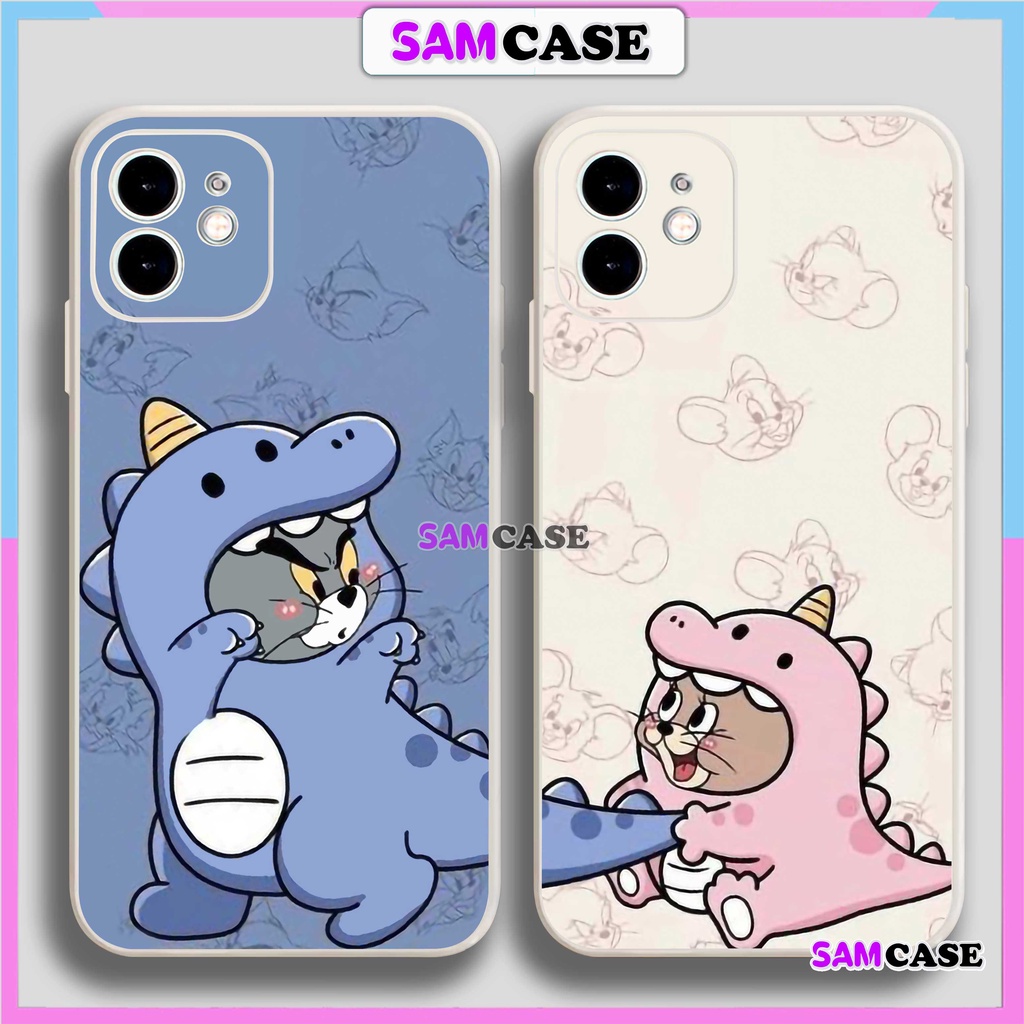 Ốp lưng iphone 6/6s/7/8/X/XS/Xr/11/12/13/14 Pro Plus Max Cạnh viền vuông silicon mềm dẻo hình tom jerry cute dễ thương