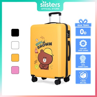 Vali Kéo Du Lịch Size 20/24/26 inch Nhựa Dẻo PC ABS In Hình Hoạ Tiết Đẹp Màu Đen Trắng Vàng Hồng Xanh Siisters