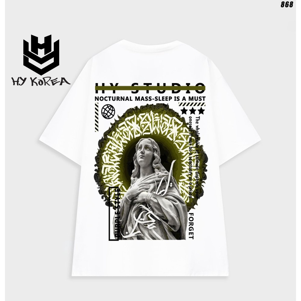 Áo Thun Tay Lỡ Unisex Cotton 100 Form Rộng HYKOREA Tượng nữ 868.
