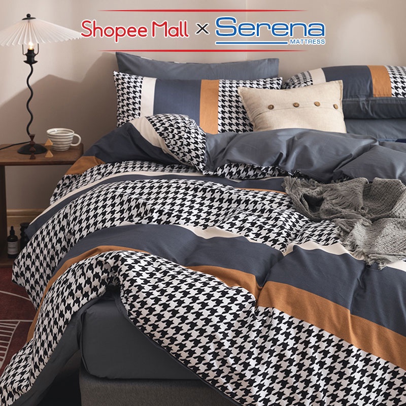 Bộ Chăn Ga Gối Nệm 5 Món SERENA MATTRESS CTLV11 Chất Liệu Cotton Living