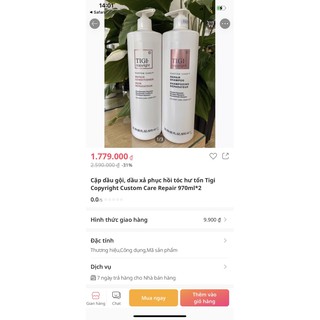 cặp dầu gội xả tigi trắng
