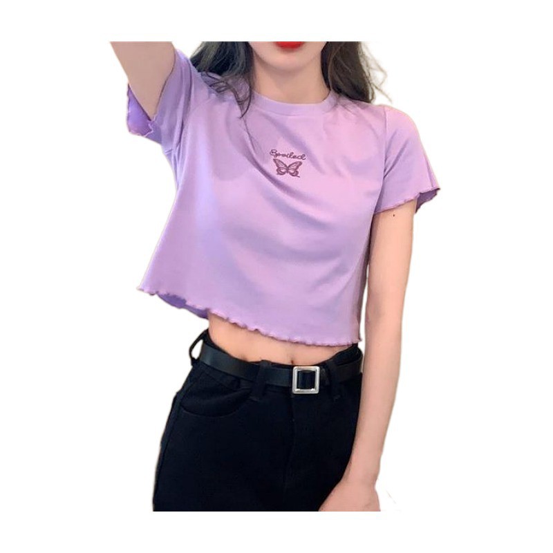 [ĐỦ SIZE] ÁO CROPTOP NỮ HOẠ TIẾT BUTTERFLY THÊU NỔI ⚡️ 𝐅𝐑𝐄𝐄 𝐒𝐇𝐈𝐏 ⚡️ULZZANG STYLE, CÁ TÍNH NGỌT NGÀO - MÃ CR1 | BigBuy360 - bigbuy360.vn