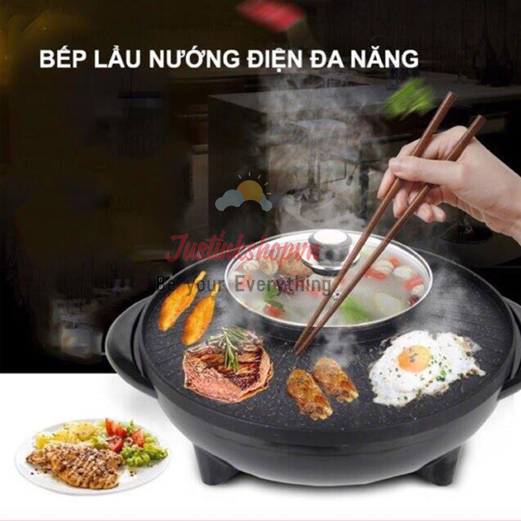 BẾP CHẢO LẨU NƯỚNG BBQ ĐIỆN TRÒN ĐA NĂNG KENSONIC KIỂU HÀN QUỐC 2IN1 - JLVQ-4039-CLND