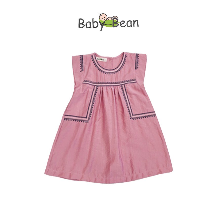 Đầm Đũi Thêu TAY Dáng Suông bé gái BabyBean