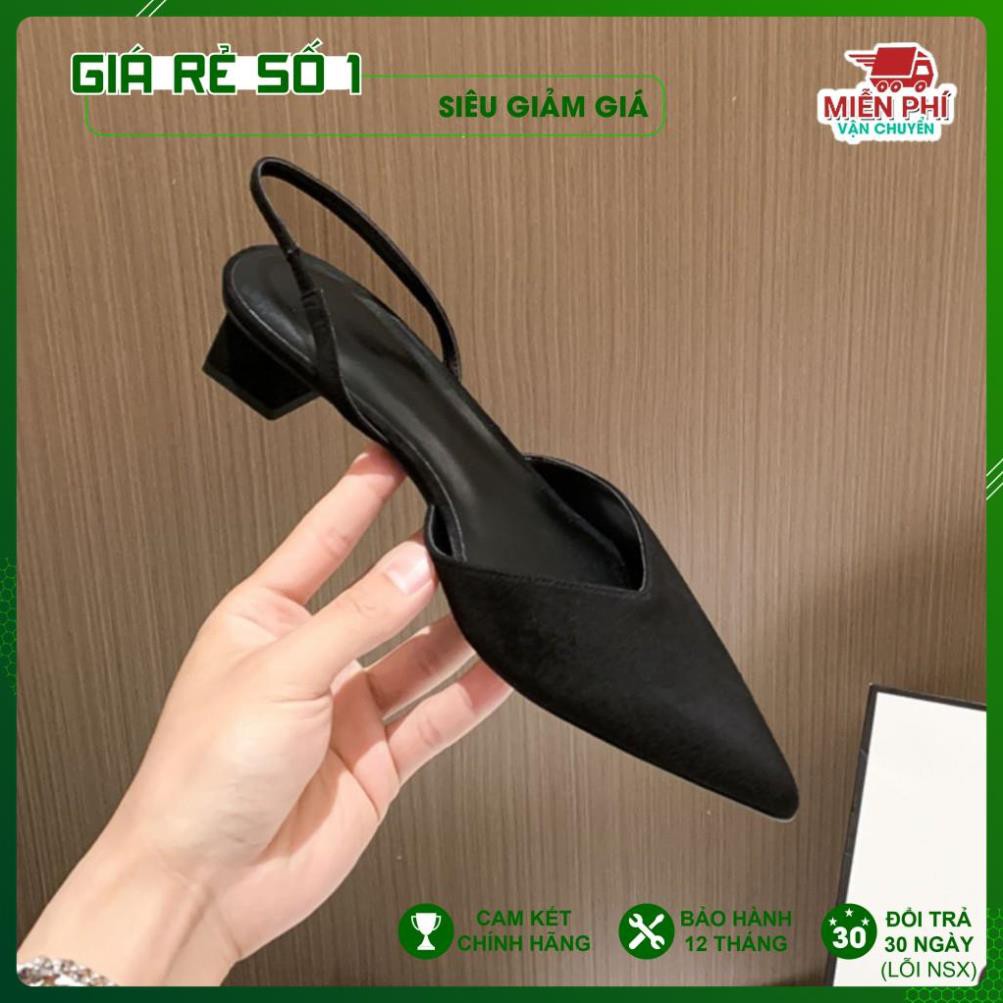 Giày nữ dép sandal gót vuông mũi nhọn  cao 3cm chất siêu mềm êm chân-DA534 .