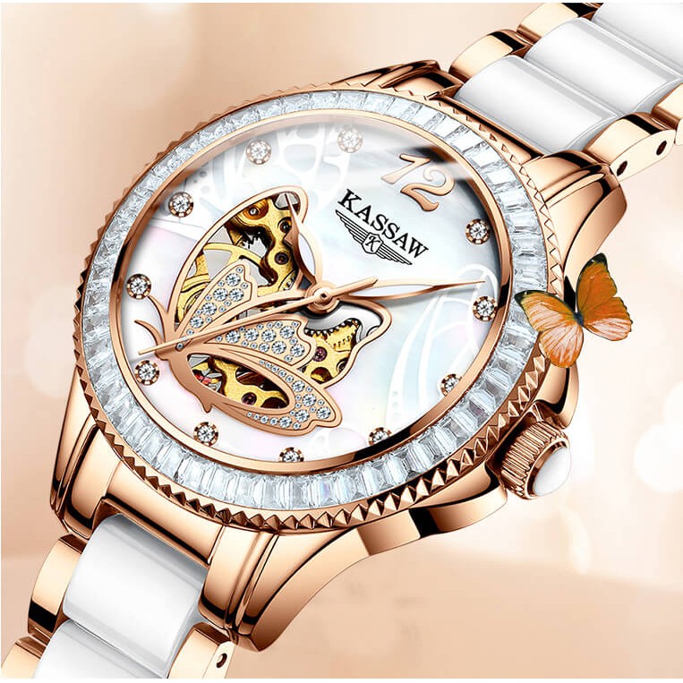 Đồng hồ nữ chính hãng KASSAW K889-1 Kính sapphire ,chống xước ,Chống nước 50m ,Bảo Hành 24 Tháng,máy cơ (Automatic)