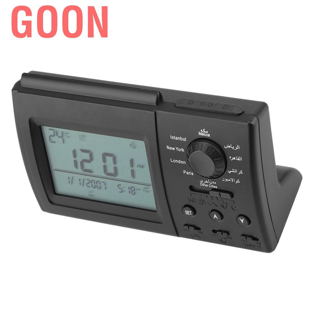 Goon LED Display Digital Alarm Clock Automatic Islamic Muslim Prayer Table Desk Black