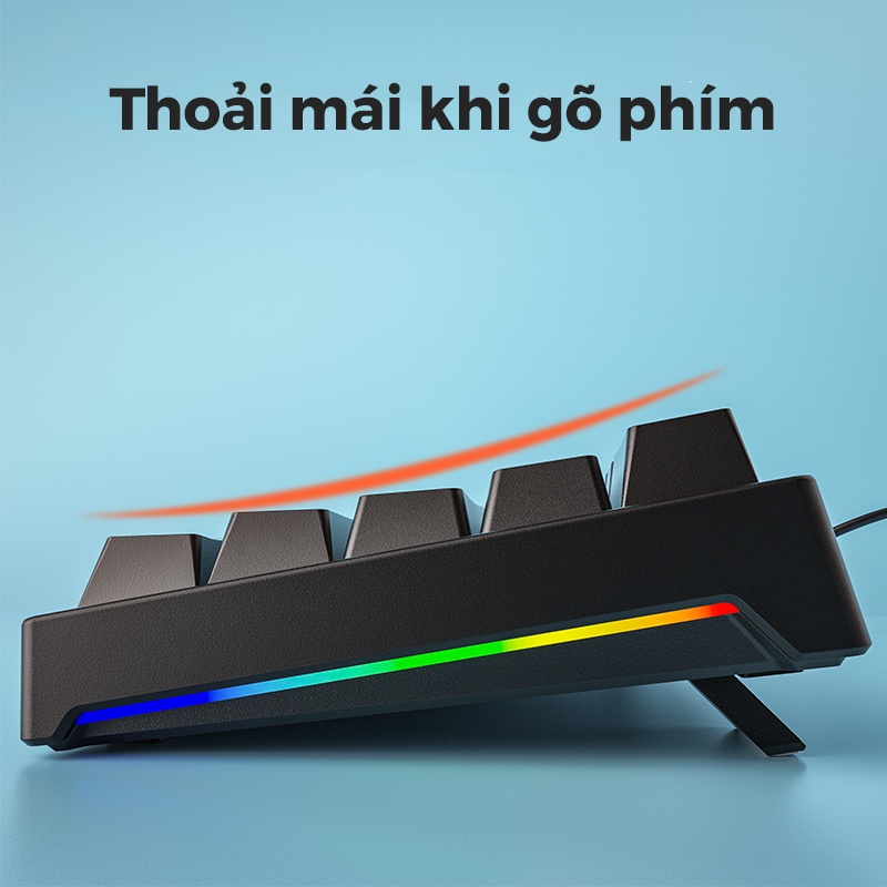 Bàn phím cơ gaming ONEKA KB03 Led RGB cực gọn nhẹ 61 phím chơi game, dùng văn phòng