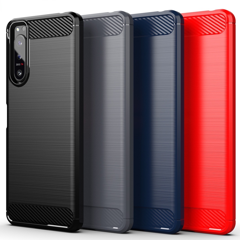 Ốp điện thoại silicon mềm sợi carbon chống sốc cho Sony Xperia 1 5 10 II III Xperia 5 II 10 III Fundas