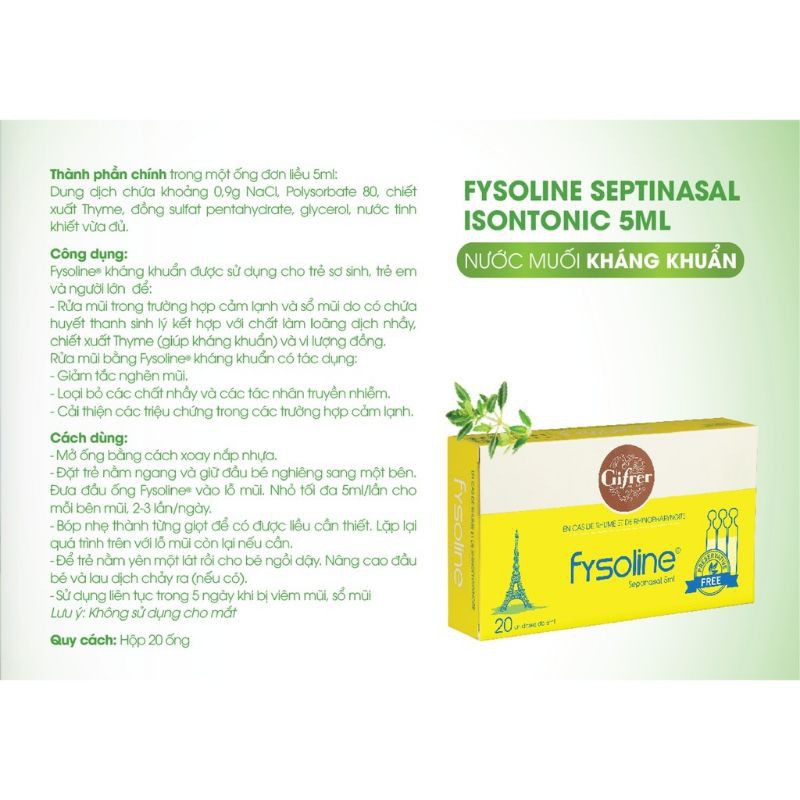 Nước muối sinh lý fysoline septinasal pháp hộp 5 ống x 5ml màu vàng - ảnh sản phẩm 5