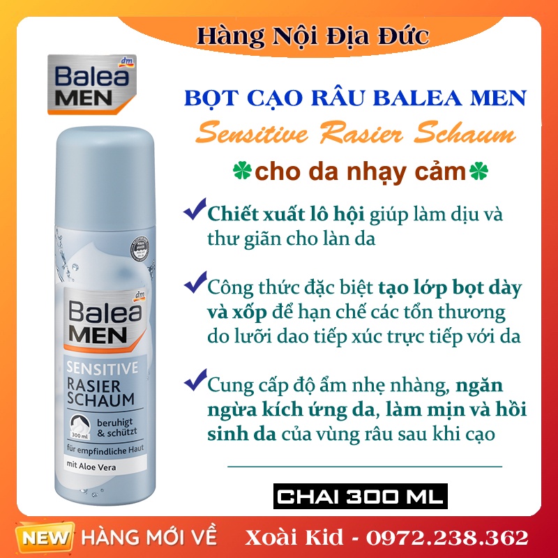 Bọt cạo râu balea men đức 300ml cho da nhạy cảm -date mới nhất - ảnh sản phẩm 3