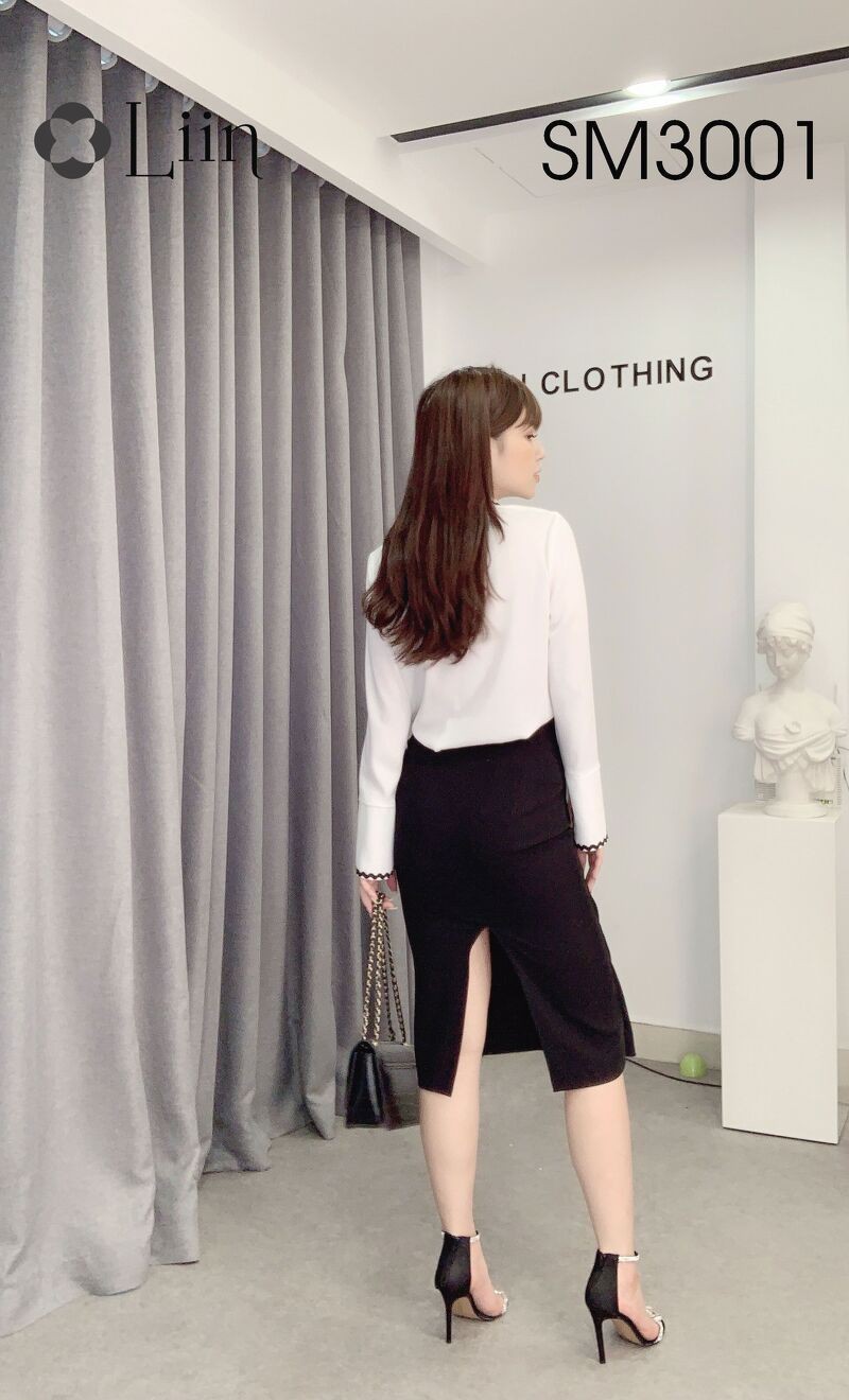 Áo Sơ Mi Trắng cao cấp kết hợp Viền Đen thời trang Liin Clothing SM3001