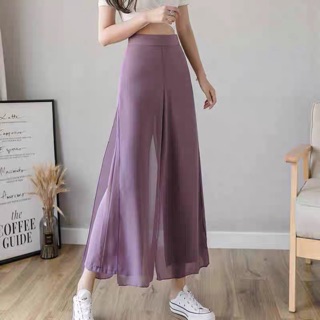 Quần culottes xẻ tà 2 lớp