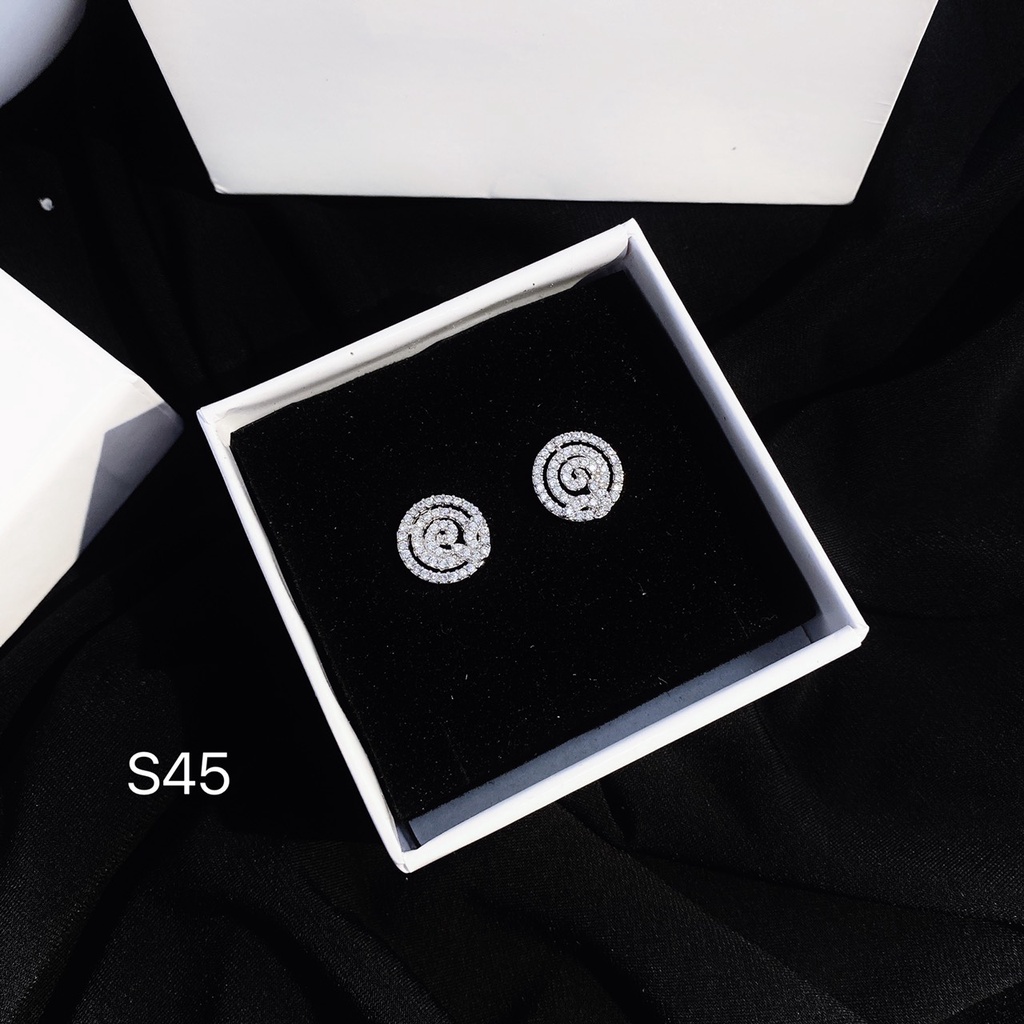 Bông tai khuyên tai xi bạch kim đính đá cao cấp dành cho nữ