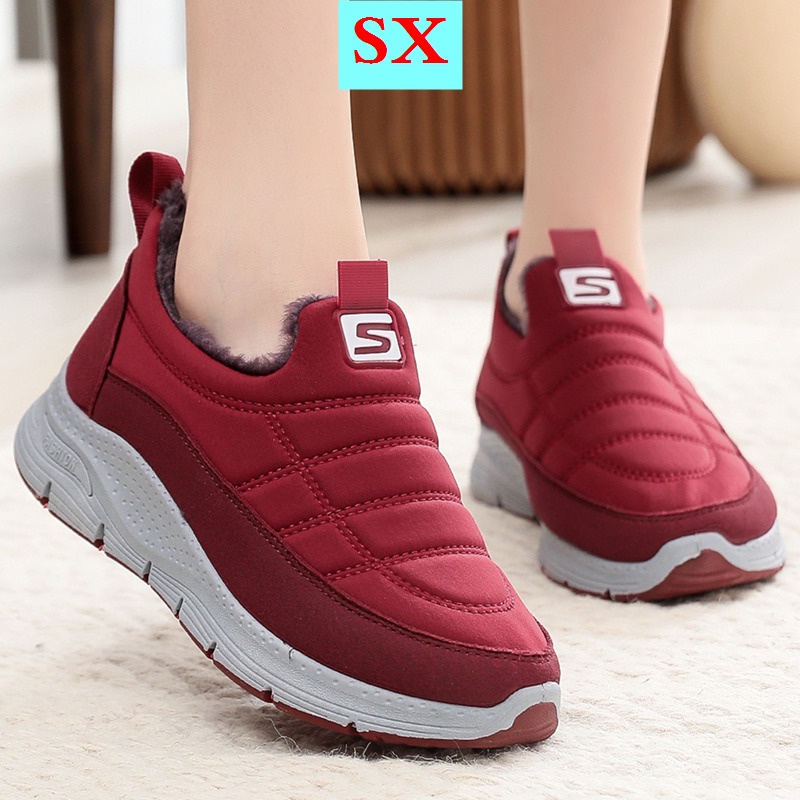 Giày lười cotton lót nhung giữ ấm thời trang cho phụ nữ trung niên