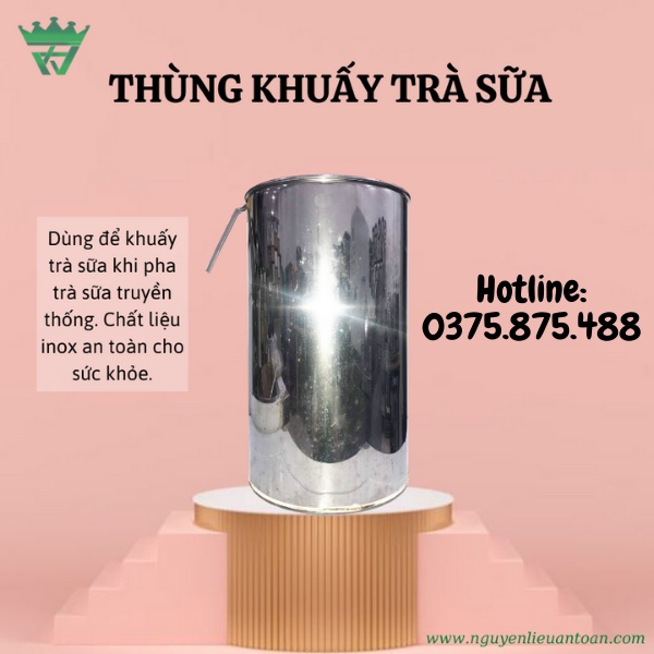 Thùng Inox Đánh Trà Sữa 10 Lít