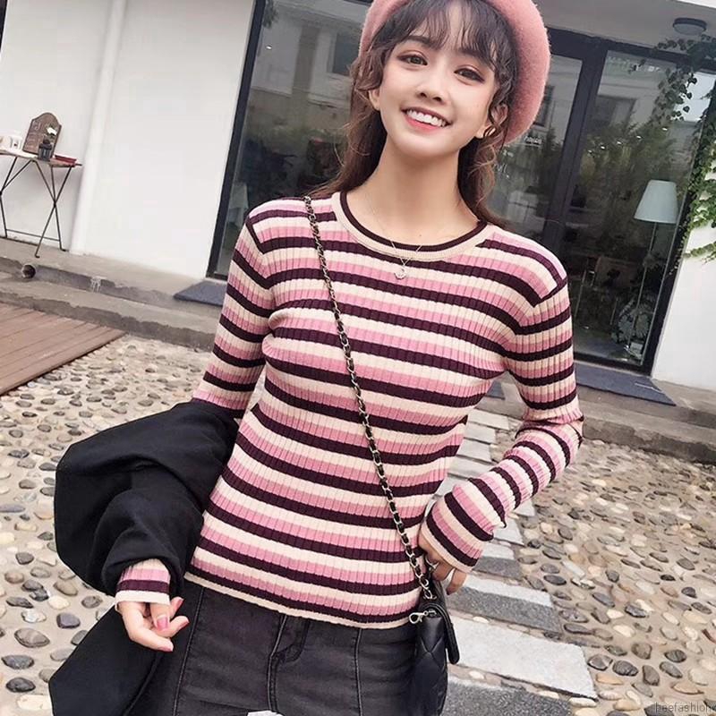 Áo dệt kim nữ kẻ sọc thời trang | BigBuy360 - bigbuy360.vn