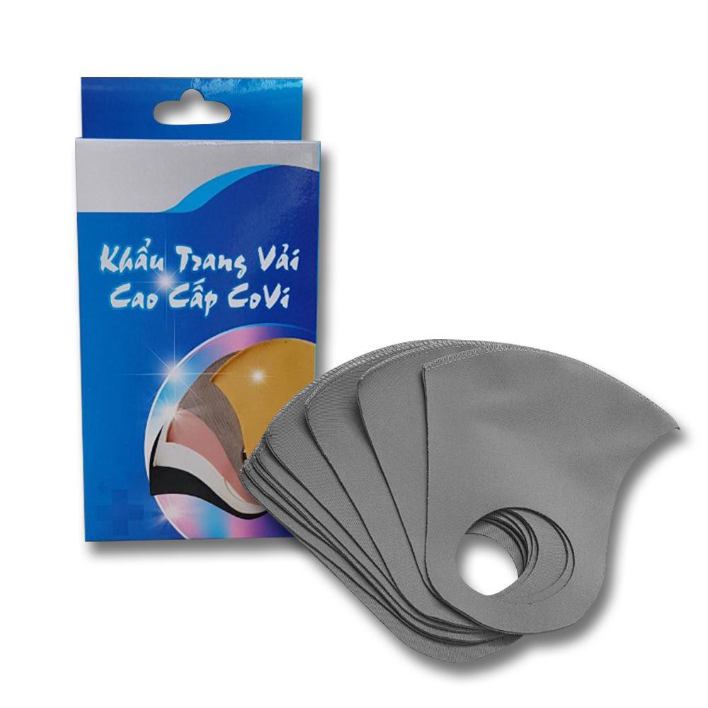 KHẨU TRANG VẢI CHỐNG BỤI COVI-POLY MÀU XÁM-1 HỘP/10 CÁI