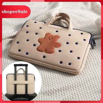 (Hàng Mới Về) Túi đựng laptop chống sốc dày lót lông họa tiết gấu chấm bi siêu yêu 2021 | BigBuy360 - bigbuy360.vn