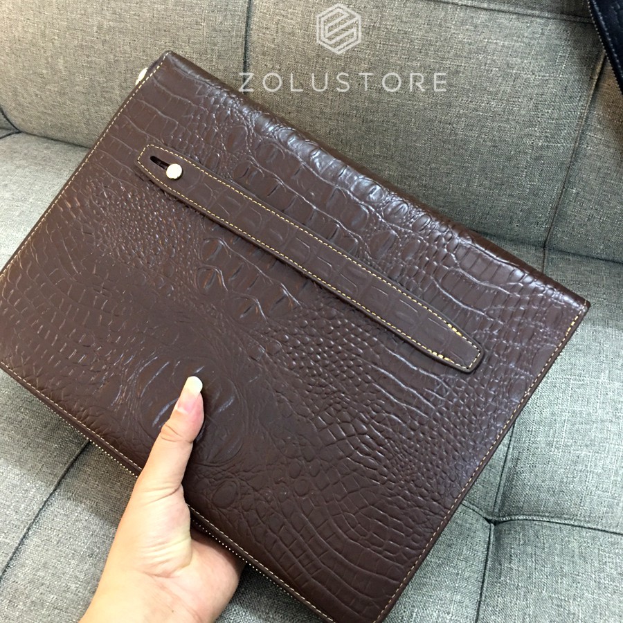  Cặp cầm tay da bò dập vân cá sấu đựngiIpad tài liệu A4 | BigBuy360 - bigbuy360.vn