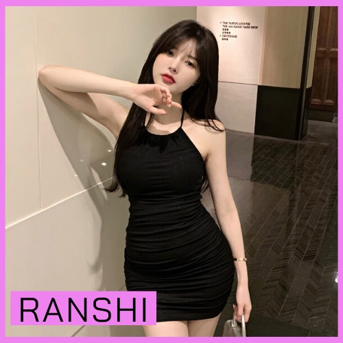 [Freeship] Váy Body Cổ Yếm Hở Lưng RANSHI Đầm Hè Thu Đẹp Sexy Nhún Sườn Nhấn Eo Cao Cực Xinh Cho Nữ - RBD028