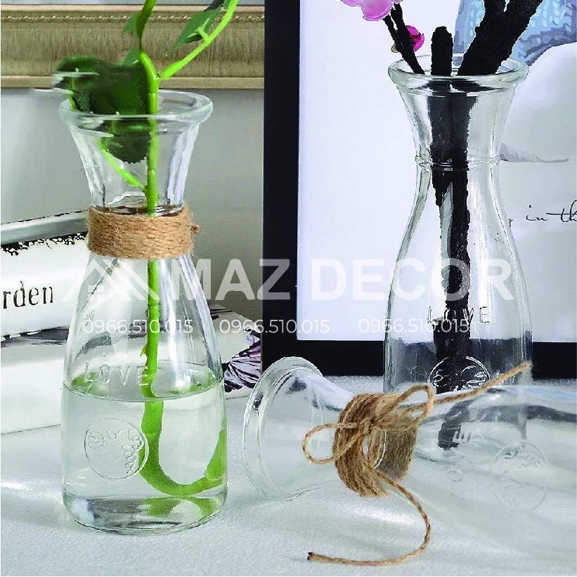 SALE GIÁ SỈ TẠI XƯỞNG Ly Chai Lọ Thủy Tinh Uống Sinh Tố Eo Nơ Chữ Love 380ml - Ly cốc uống trà sữa nước ép đẹp giá rẻ